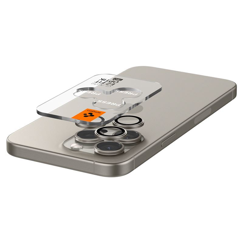 Spigen Glass tR EZ Fit Optik Pro 2 Pack, nature tita - iPhone 17/16/15 Pro / 17/16/15 Pro Max
