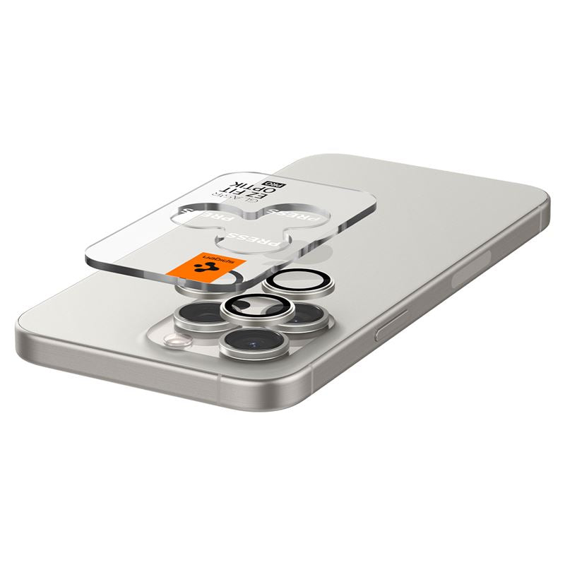Spigen Glass tR EZ Fit Optik Pro 2 Pack, white tita – iPhone 17/16/15 Pro / 17/16/15 Pro Max