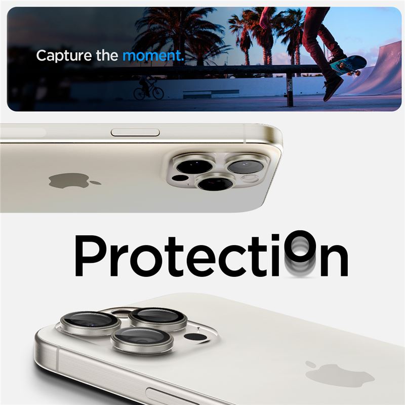 Spigen Glass tR EZ Fit Optik Pro 2 Pack, white tita – iPhone 17/16/15 Pro / 17/16/15 Pro Max