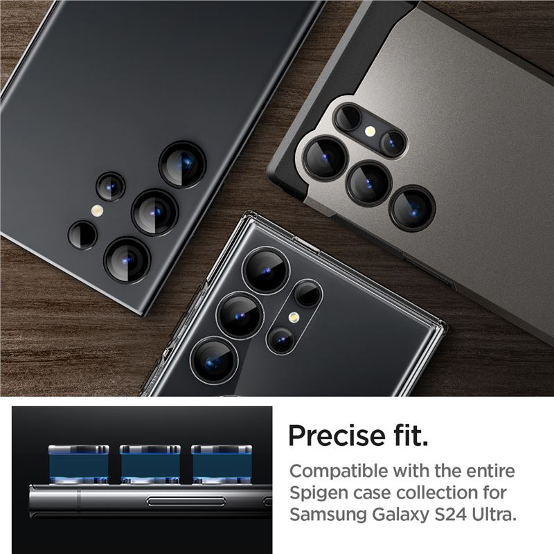 Spigen Glass tR EZ Fit Optik Pro 2 Pack, black - Samsung Galaxy S24 Ultra