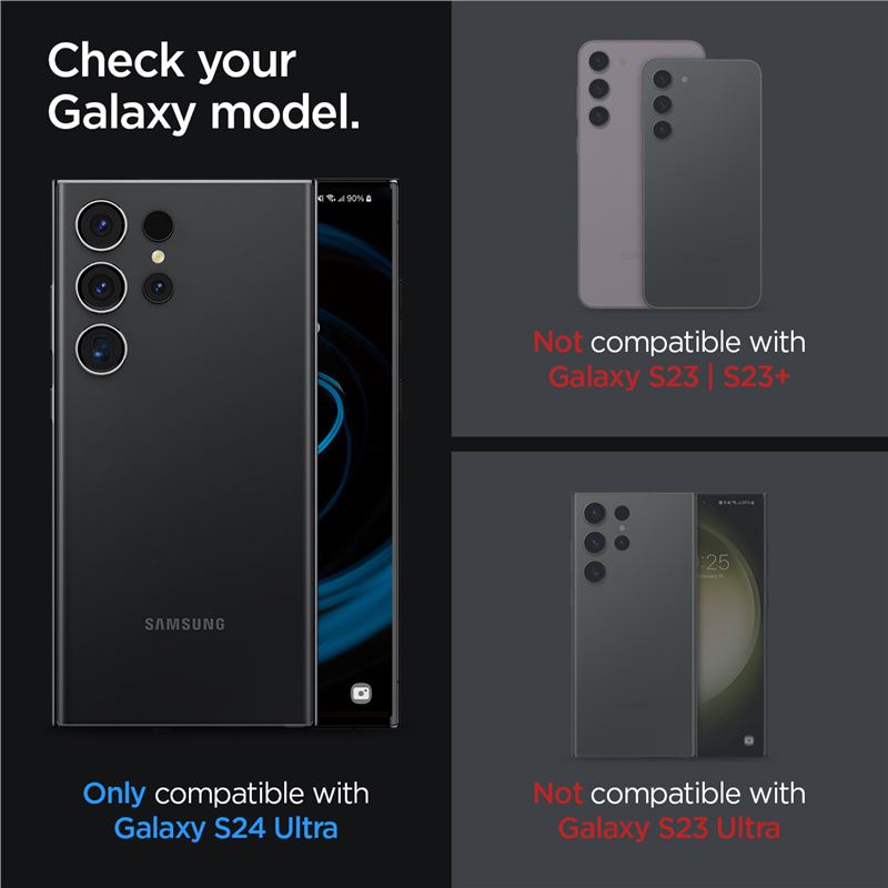 Spigen Glass tR EZ Fit Optik Pro 2 Pack, black - Samsung Galaxy S24 Ultra