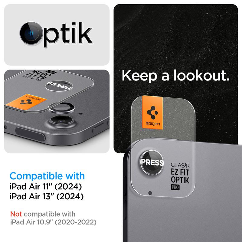 Spigen Glass tR EZ Fit Optik Pro 2 Pack, space gray - iPad Air 11"/13" (2026/2025/2024)