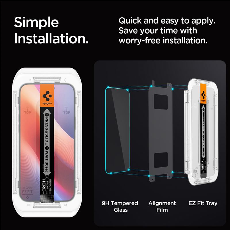 Spigen Glass tR EZ Fit (Privacy) 2 Pack - iPhone 17/16 Pro Max