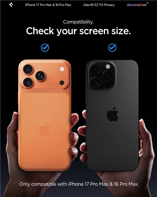 Spigen Glass tR EZ Fit (Privacy) 2 Pack - iPhone 17/16 Pro Max