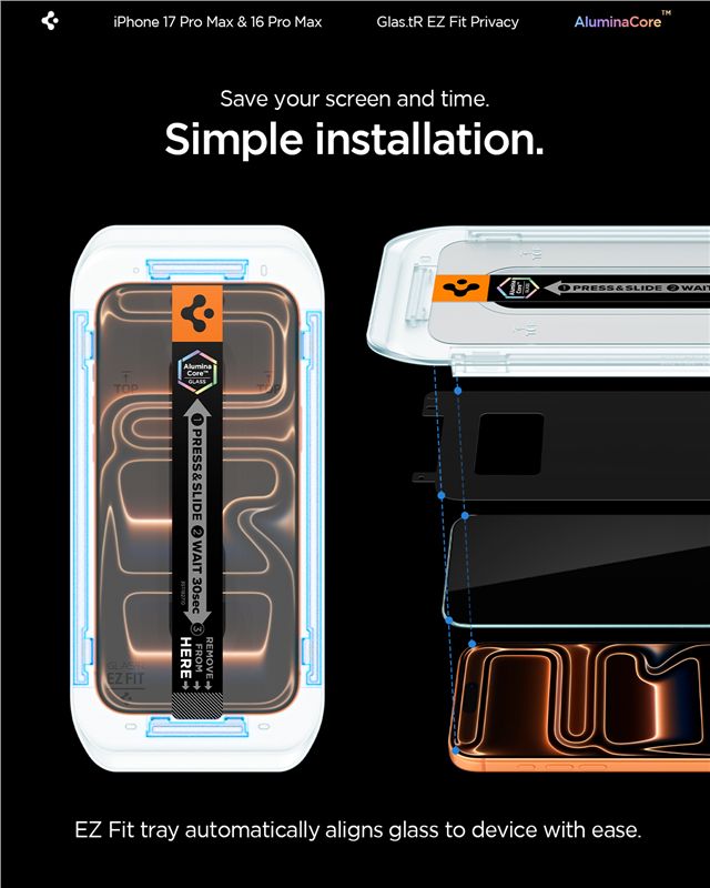 Spigen Glass tR EZ Fit (Privacy) 2 Pack - iPhone 17/16 Pro Max
