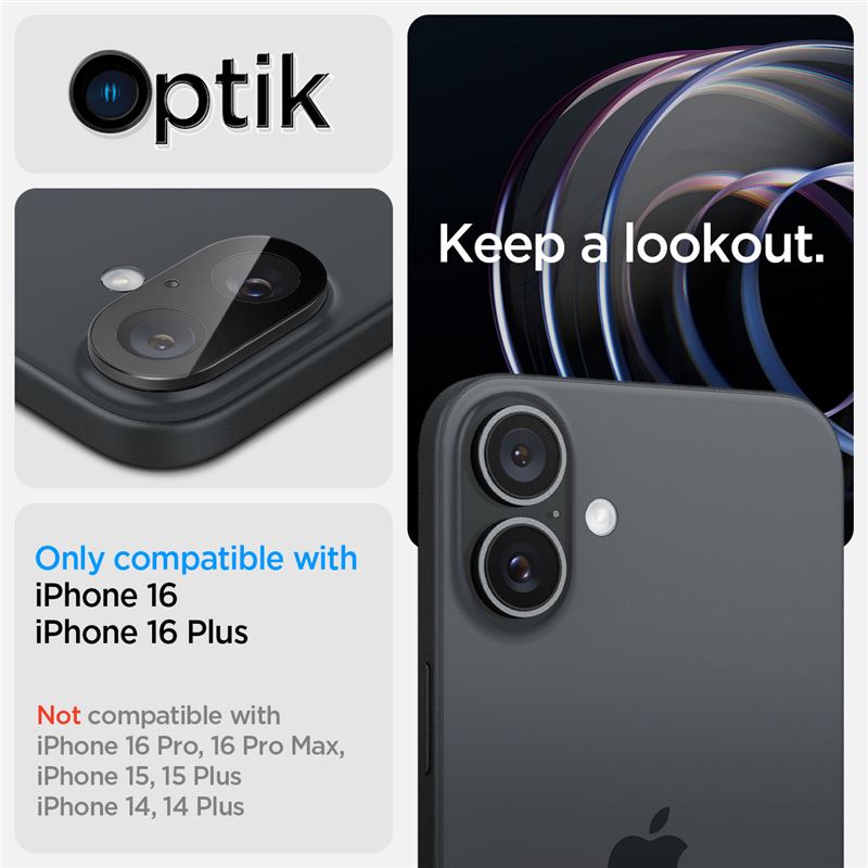 Spigen Glass tR Optik 2 Pack, čierne - iPhone 16/16 Plus