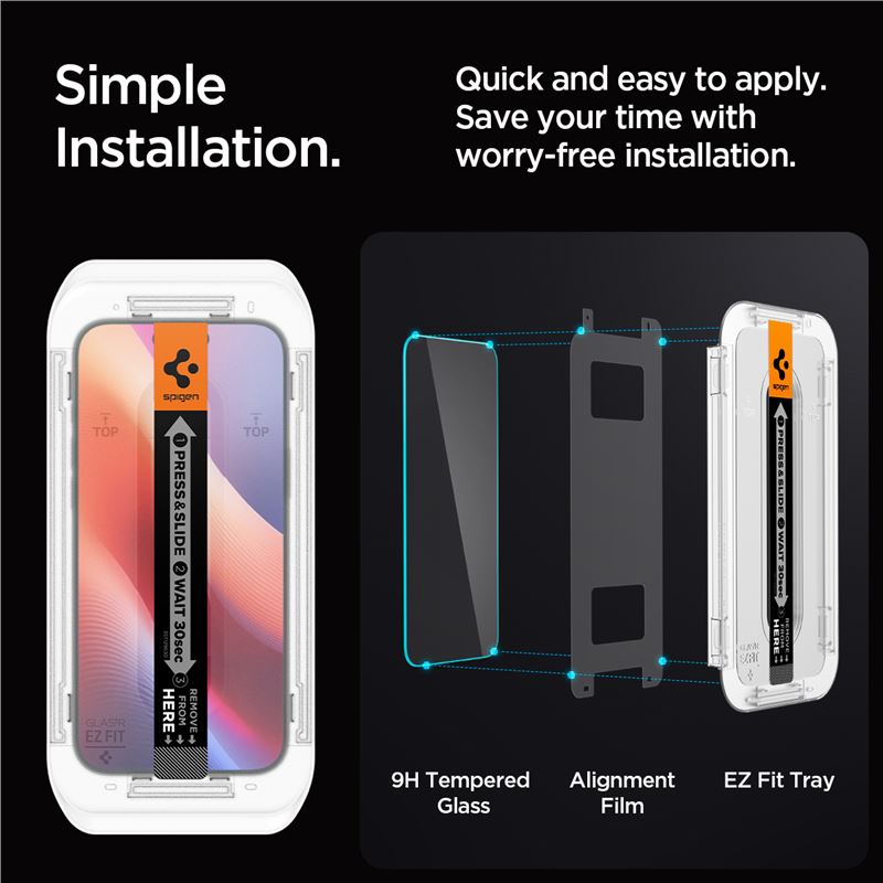 Spigen Glass tR EZ Fit 2 Pack - iPhone 18 Pro/17 Pro/16 Pro/17
