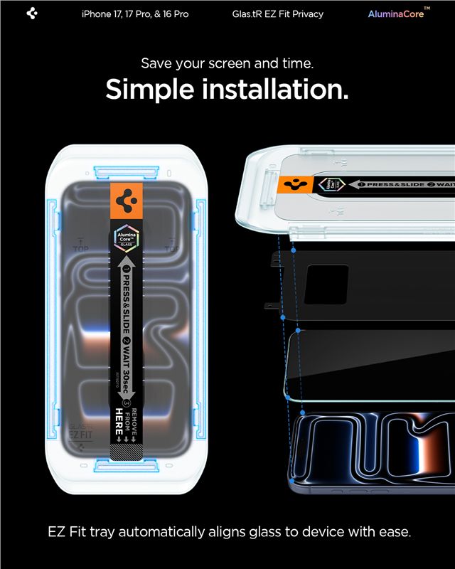 Spigen Glass tR EZ Fit (Privacy) 2 Pack - iPhone 17/16 Pro / 17
