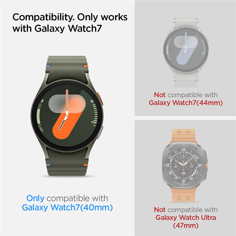 Spigen Glass tR EZ Fit 2 Pack  - Samsung Galaxy Watch7 (40mm)