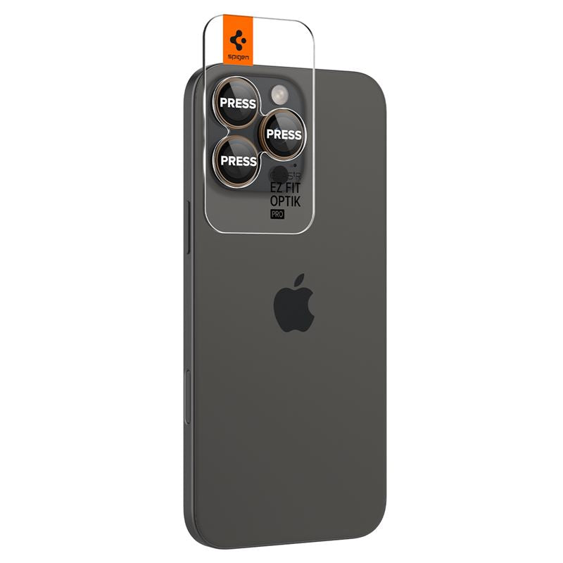 Spigen Glass tR EZ Fit Optik Pro 2 Pack, desert titanium - iPhone 17/16 Pro / 17/16 Pro Max