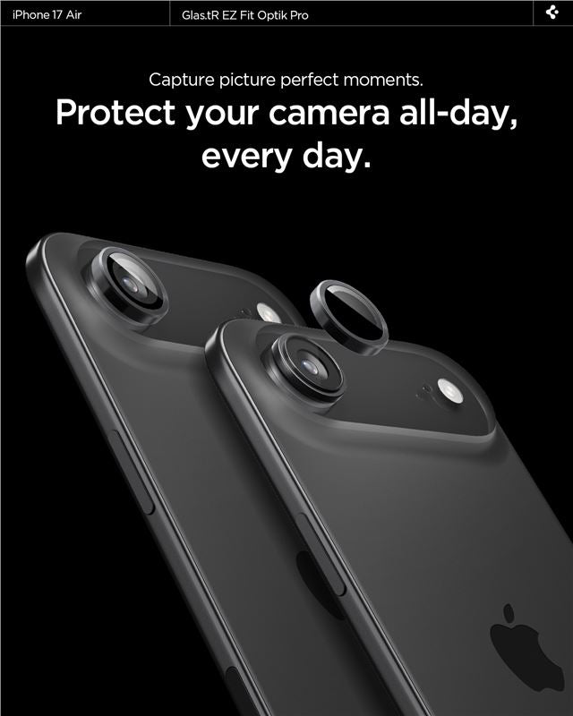 Spigen Glass tR EZ Fit Optik Pro 2 Pack, black - iPhone Air