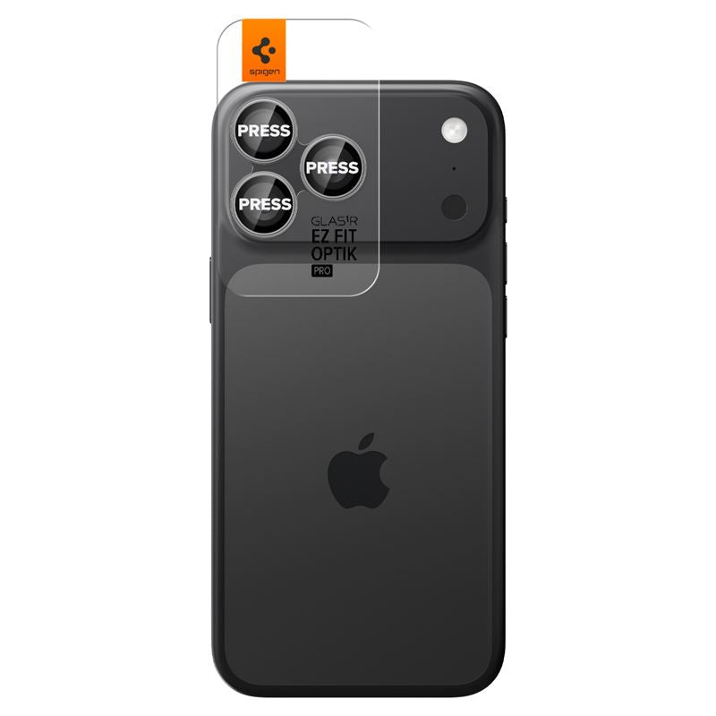 Spigen Glass tR EZ Fit Optik Pro 2 Pack, sivá - iPhone 17/16/15/14 Pro / 17/16/15/14 Pro Max