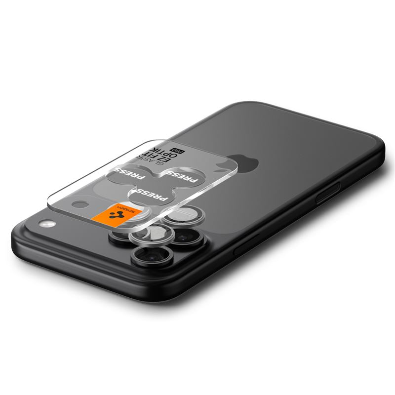 Spigen Glass tR EZ Fit Optik Pro 2 Pack, sivá - iPhone 17/16/15/14 Pro / 17/16/15/14 Pro Max