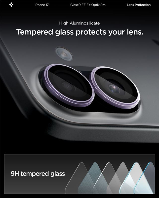 Spigen Glass tR EZ Fit Optik Pro 2 Pack, purple - iPhone 17
