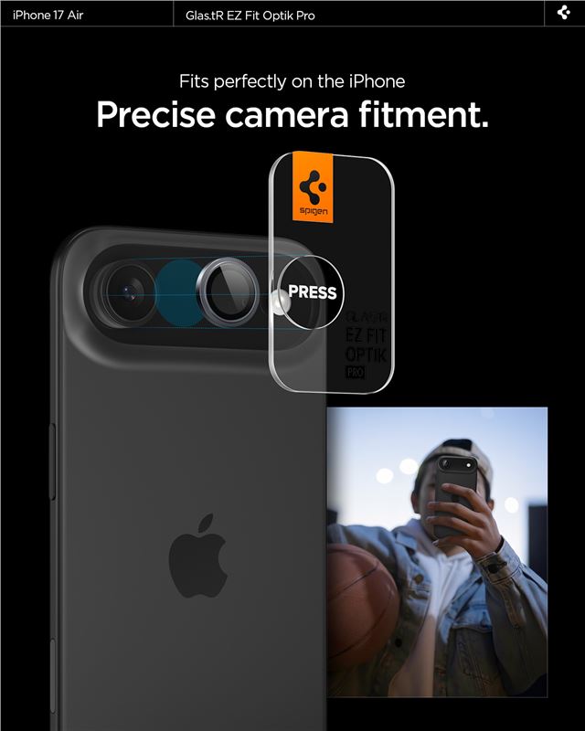 Spigen Glass tR EZ Fit Optik Pro 2 Pack, sivý – iPhone Air