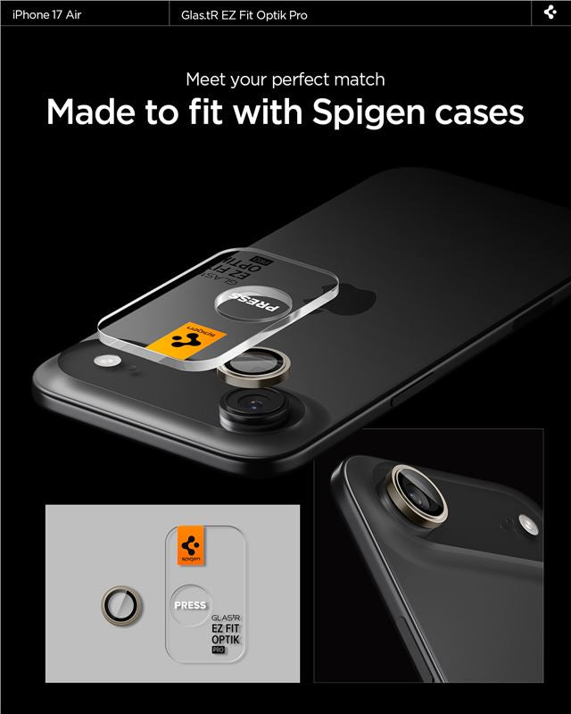 Spigen Glass tR EZ Fit Optik Pro 2 Pack, gold - iPhone Air