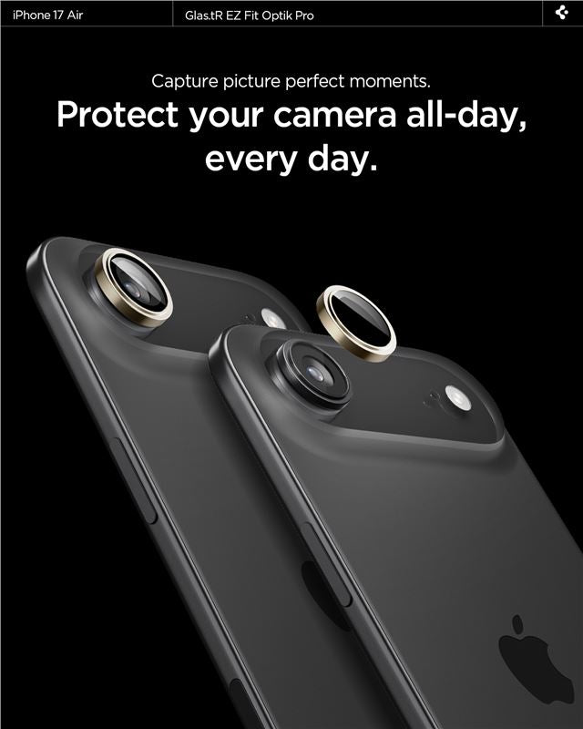 Spigen Glass tR EZ Fit Optik Pro 2 Pack, gold - iPhone Air