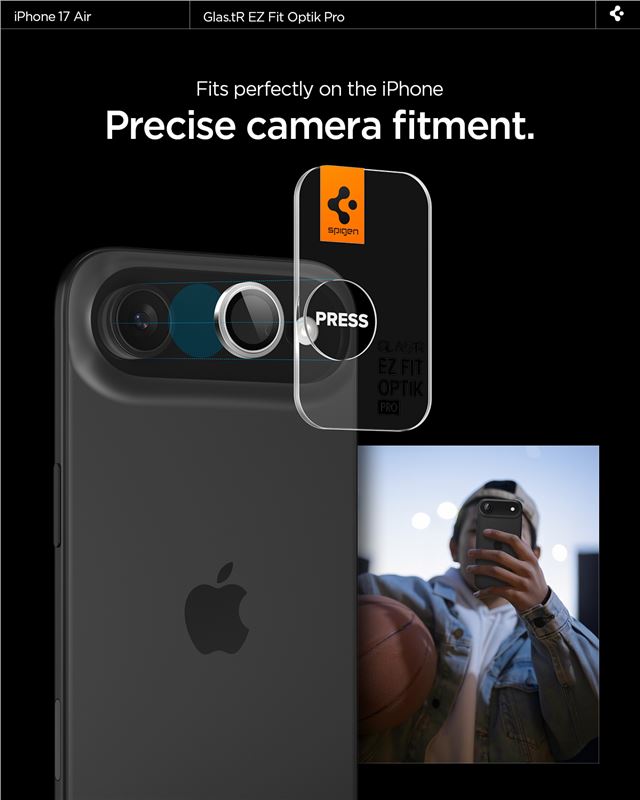 Spigen Glass tR EZ Fit Optik Pro 2 Pack, silver - iPhone Air
