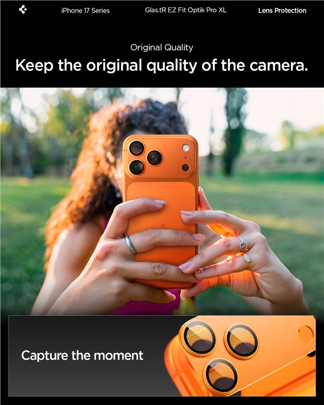 Spigen Glass tR EZ Fit Optik Pro XL 1 Pack, orange - iPhone 17 Pro