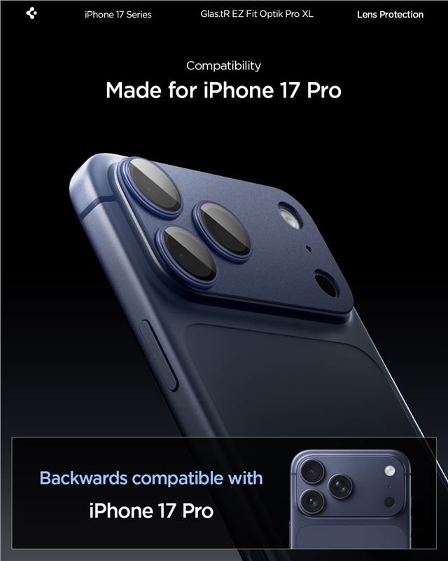 Spigen Glass tR EZ Fit Optik Pro XL 1 Pack, blue - iPhone 17 Pro