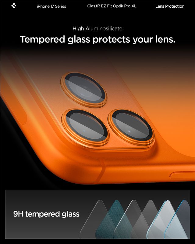 Spigen Glass tR EZ Fit Optik Pro XL 1 Pack, orange - iPhone 17 Pro Max
