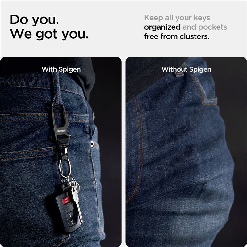 Spigen Carabiner With KeyRing 1 Pack, black