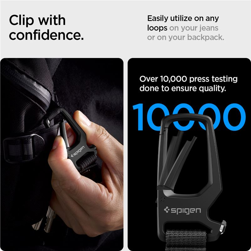Spigen Carabiner With KeyRing 2 Pack, black