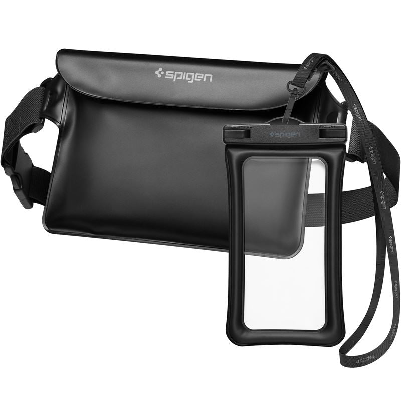 Spigen Aqua Shield Waterproof Floating Case + Waterproof Waist Bag A621 Set, black