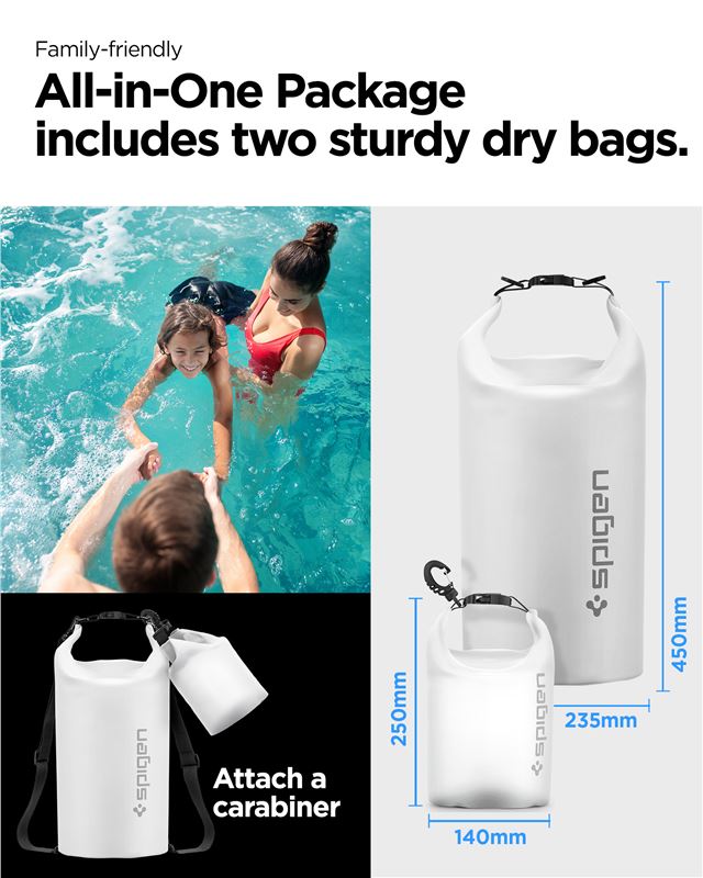 Spigen Aqua Shield Waterproof Dry Bag 20L + 2L A630, snow white