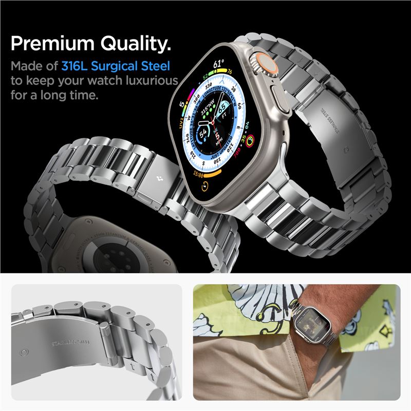 Spigen Modern Fit 316L Band, silver - Apple Watch 49mm/46mm/45mm/44mm/42mm