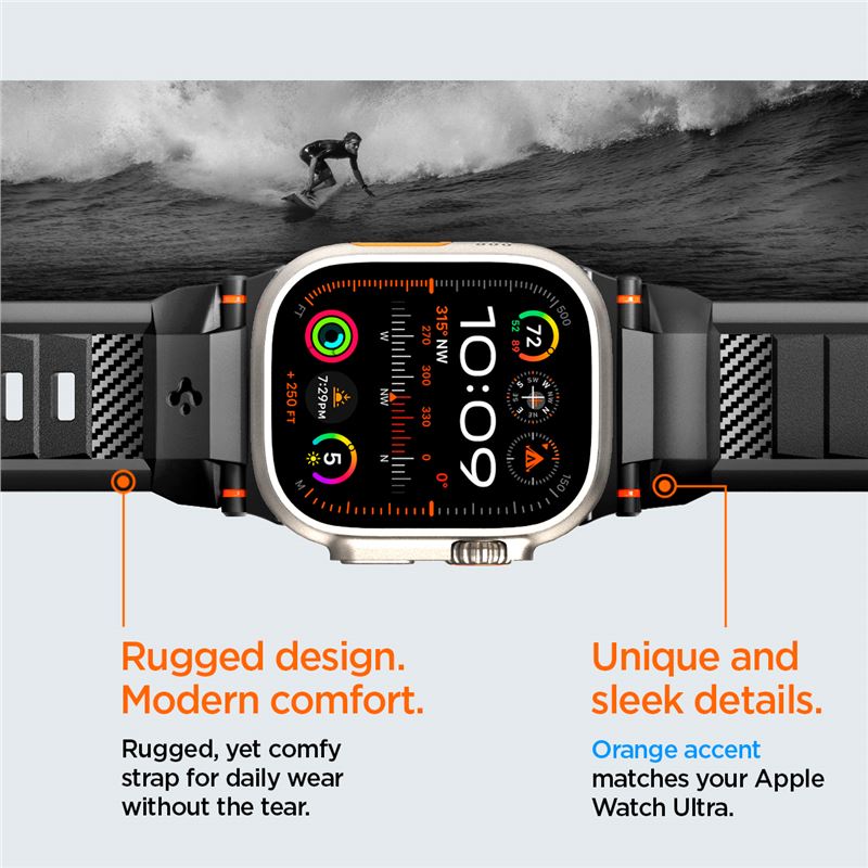 Spigen Rugged Ultra Band, matte black - Apple Watch 49mm/46mm/45mm/44mm/42mm