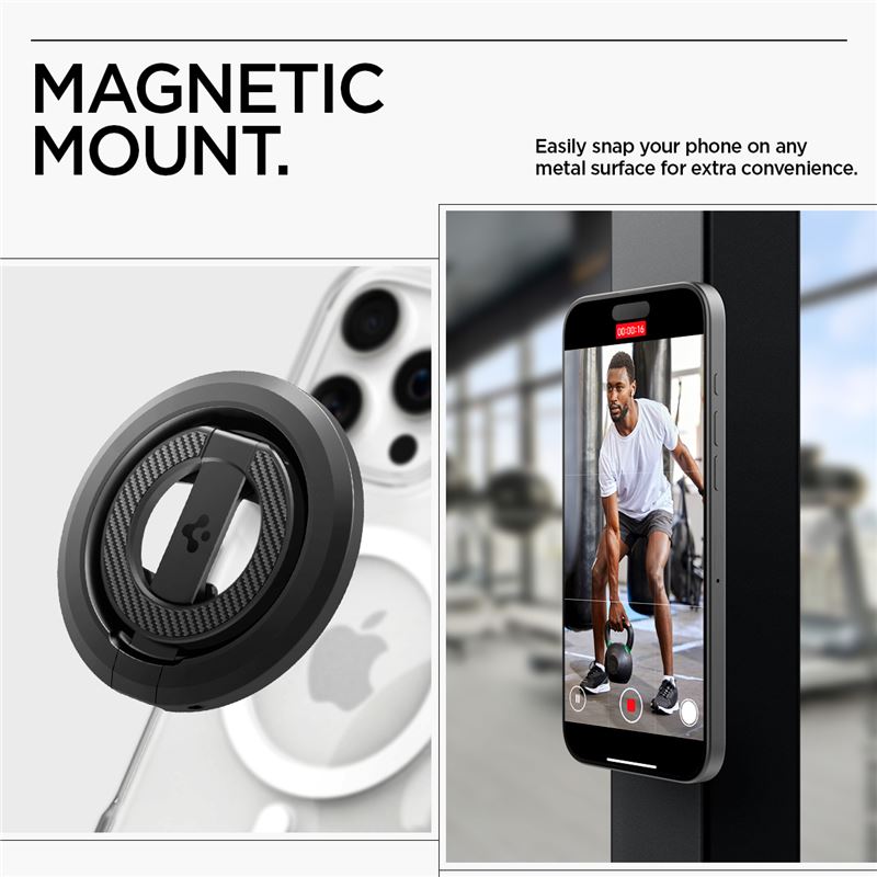Spigen O-Mag Magnetic Phone Holder with Adjustable Stand, black