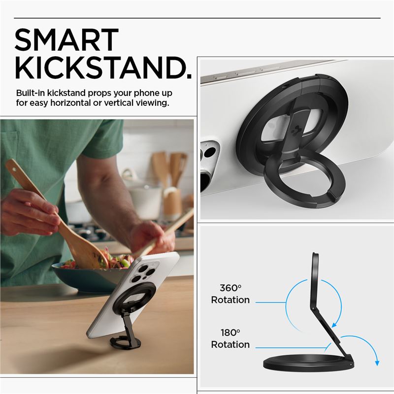 Spigen O-Mag Magnetic Phone Holder with Adjustable Stand, black