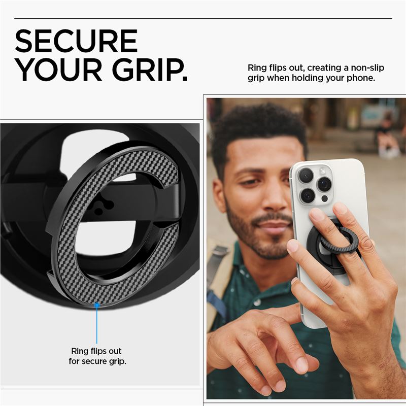 Spigen O-Mag Magnetic Phone Holder with Adjustable Stand, black