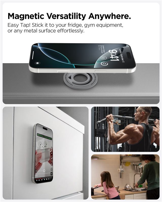 Spigen Dual Pop MagSafe Phone Holder, grey