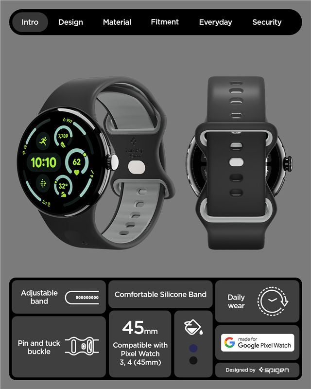 Spigen Nano Pop Band, black sesame - Google Pixel Watch 5/4/3 45mm