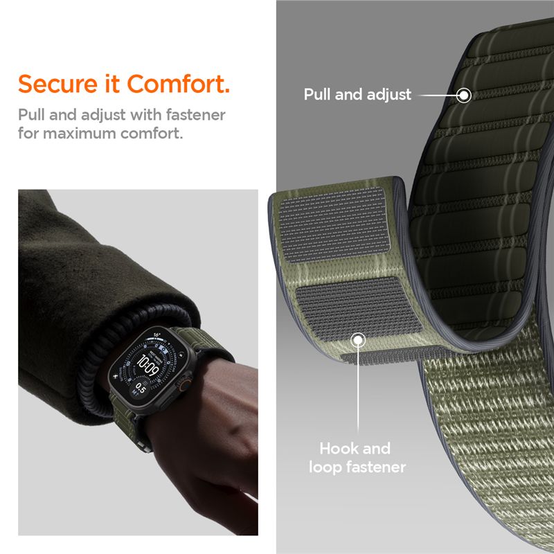 Spigen Fabric Band (hook-and-loop), green - Apple Watch 49mm/46mm/45mm/44mm