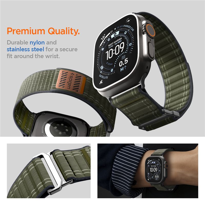 Spigen Fabric Band (hook-and-loop), green - Apple Watch 49mm/46mm/45mm/44mm
