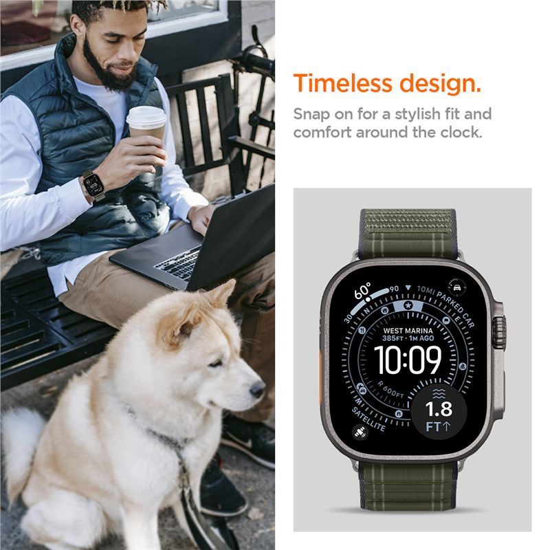 Spigen Fabric Band (hook-and-loop), green - Apple Watch 49mm/46mm/45mm/44mm