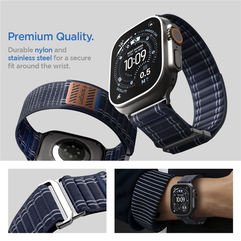 Spigen Fabric Band (hook-and-loop), navy - Apple Watch 49mm/46mm/45mm/44mm
