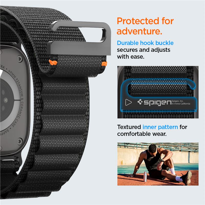 Spigen Fabric Band (hook), black - Apple Watch 49mm/46mm/45mm/44mm