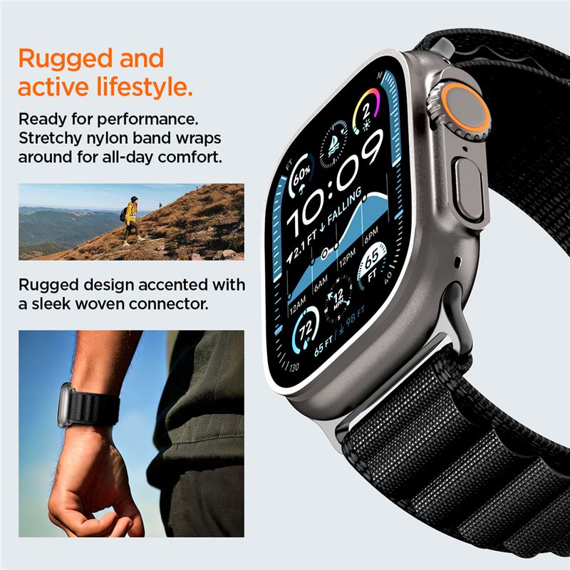 Spigen Fabric Band (hook), black - Apple Watch 49mm/46mm/45mm/44mm