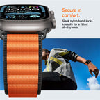 Spigen Fabric Band (háčik), čierno-oranžový - Apple Watch 49mm/46mm/45mm/44mm