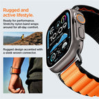 Spigen Fabric Band (háčik), čierno-oranžový - Apple Watch 49mm/46mm/45mm/44mm