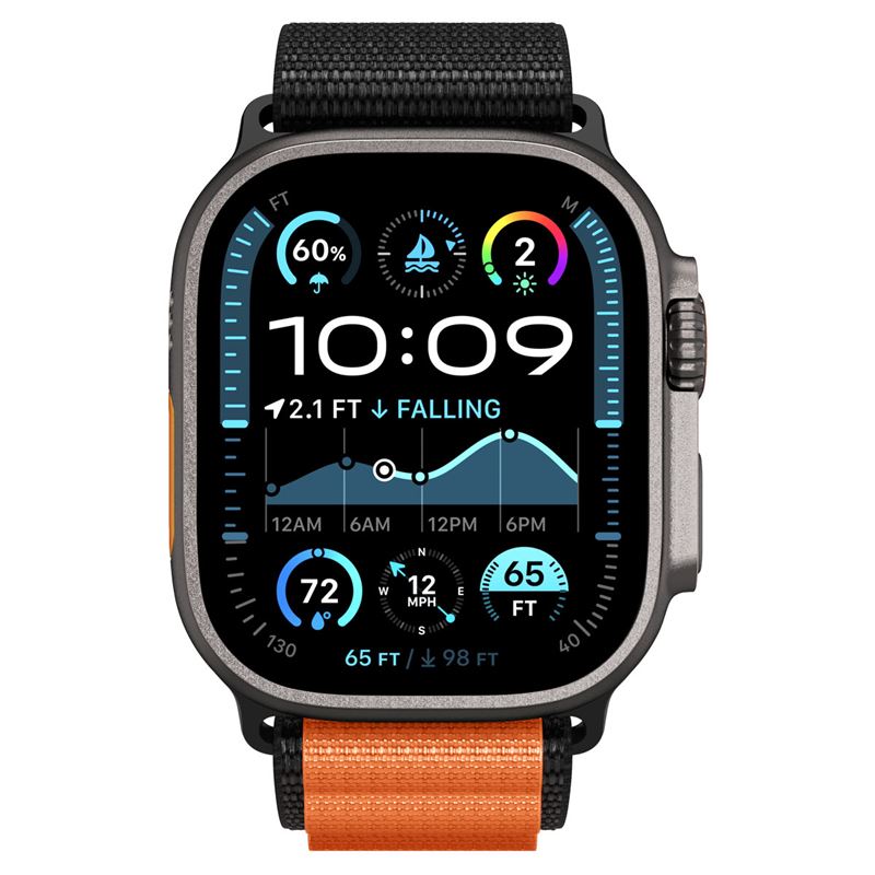 Spigen Fabric Band (háčik), čierno-oranžový - Apple Watch 49mm/46mm/45mm/44mm