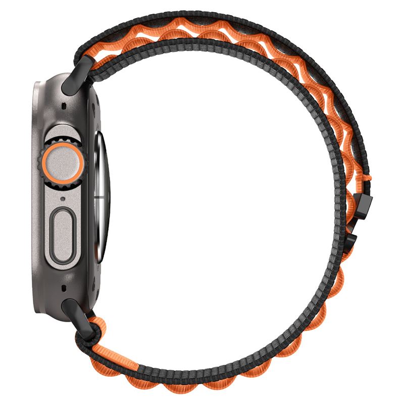 Spigen Fabric Band (háčik), čierno-oranžový - Apple Watch 49mm/46mm/45mm/44mm