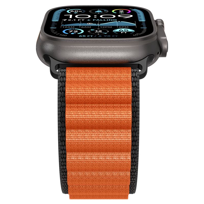 Spigen Fabric Band (háčik), čierno-oranžový - Apple Watch 49mm/46mm/45mm/44mm