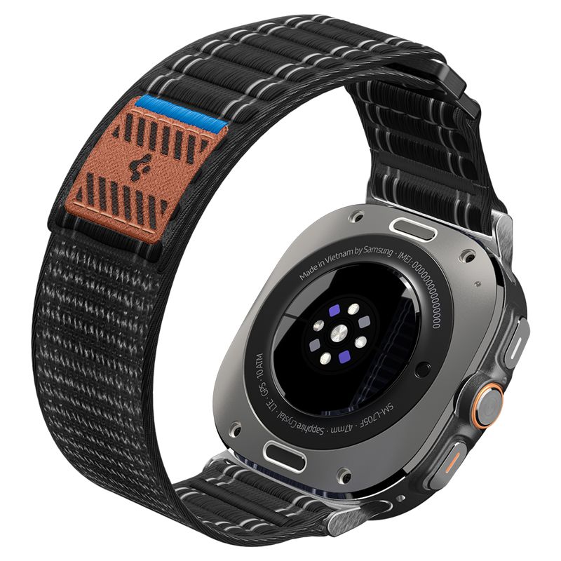 Spigen Fabric Band (suchý zips), čierny - Samsung Galaxy Watch Ultra 2/Ultra 47mm