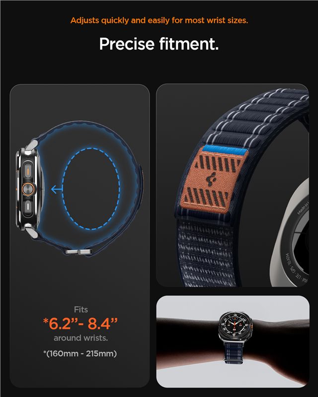 Spigen Fabric Band (suchý zips), čierny - Samsung Galaxy Watch Ultra 2/Ultra 47mm