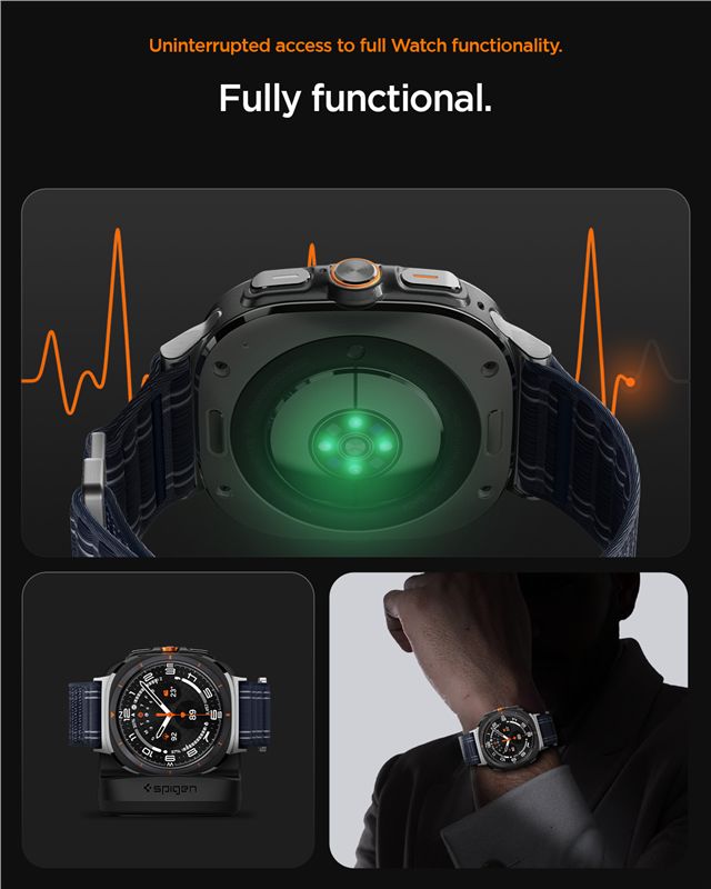 Spigen Fabric Band (suchý zips), čierny - Samsung Galaxy Watch Ultra 2/Ultra 47mm